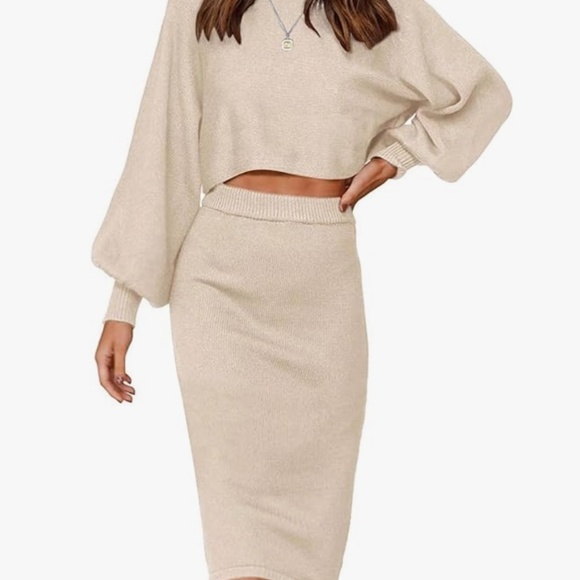 Dresses & Skirts - Women's Two Piece Cropped Sweater & Skirt Set